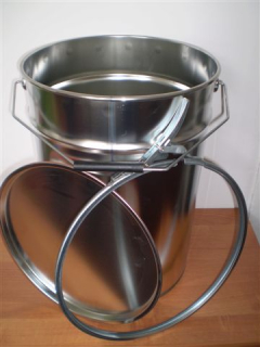 Plechové vedierko s drôteným držadlom + veko, spona, poistka 20 L (12 ks a viac)