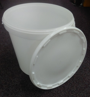 Plastové vedro biele s vekom, objem 30,0 l (20 ks a viac)